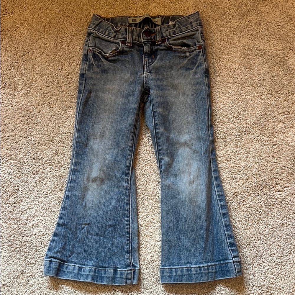GAP Blue Flared Jeans with Vintage Distressing size 4